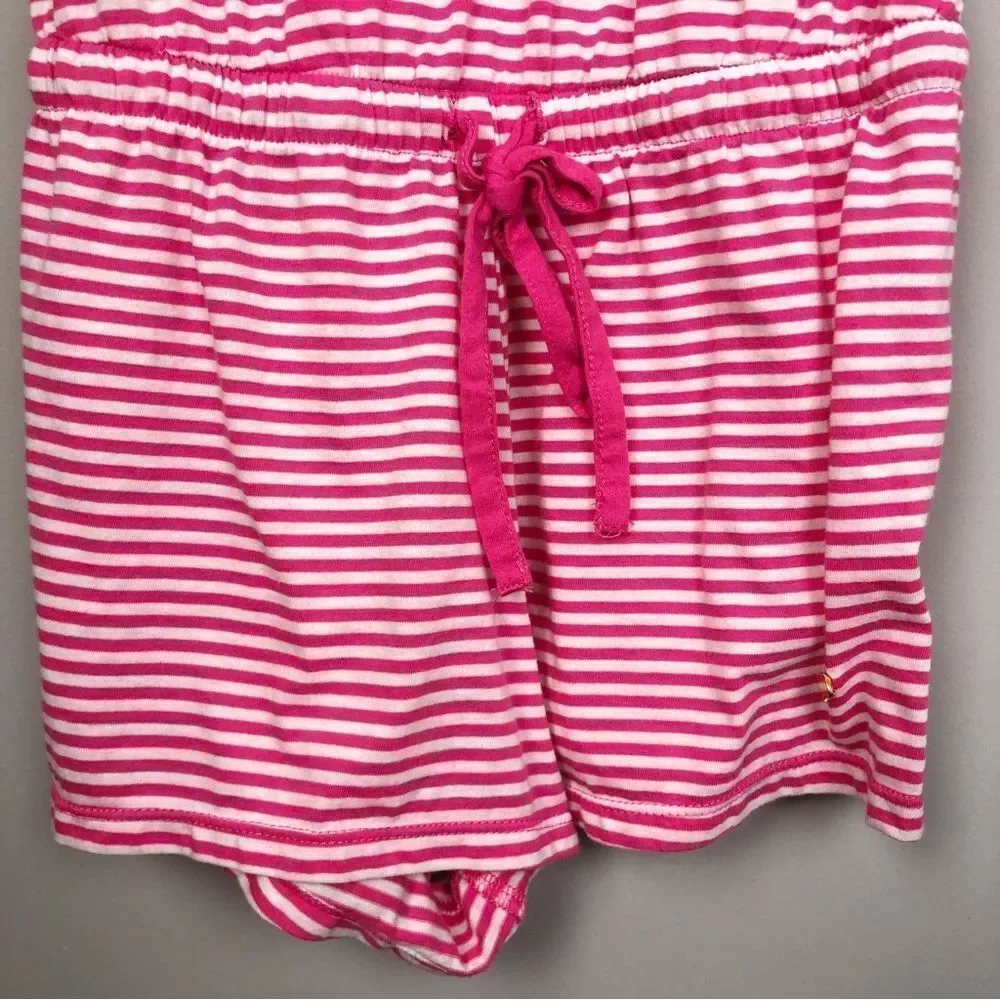KATE SPADE NEW YORK | Pink & White Striped Romper Bow Shoulder Women’s Size XS